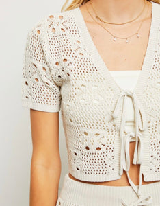 Natural Tie Detail Cropped Sweater Top