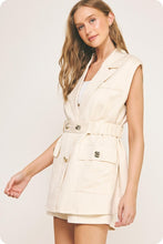 Load image into Gallery viewer, Ecru Elastic Waist Slvls Linen Blazer Dress