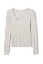 Load image into Gallery viewer, Perfect White Tee Ash Waffle LS U Neck Tee