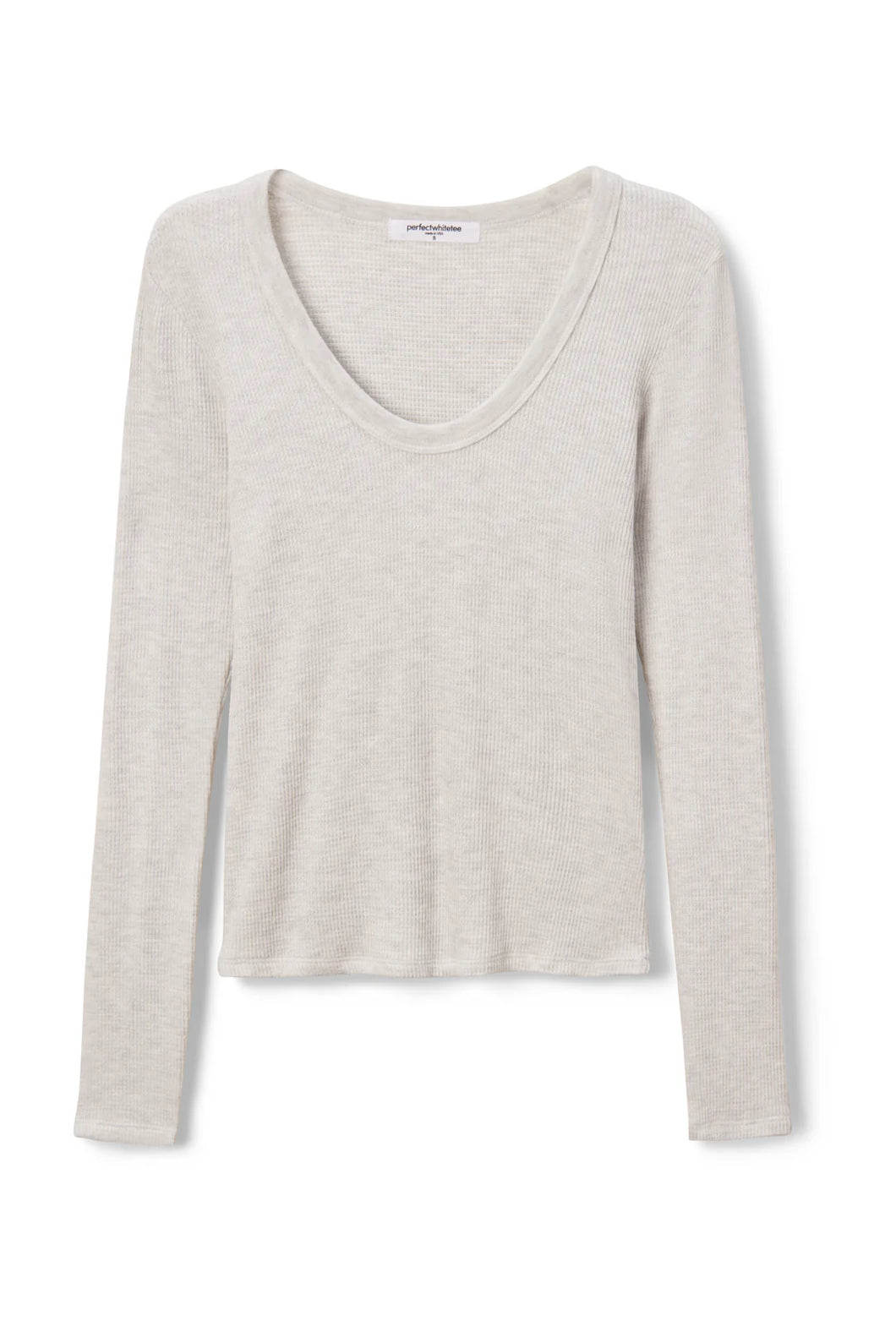 Perfect White Tee Ash Waffle LS U Neck Tee