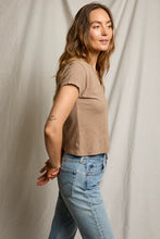 Load image into Gallery viewer, Perfect White Tee Mocha Recycled Cotton V-Neck Tee