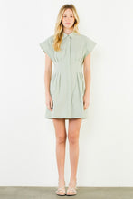 Load image into Gallery viewer, Green Striped Collared Button Down Dress (THML)