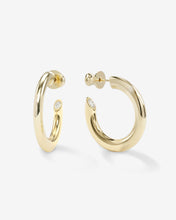 Load image into Gallery viewer, Melinda Maria Beacon Hoops 1”-Gold/White