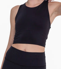 Load image into Gallery viewer, Mono B Black Strap Back Cropped Sports Bra Top