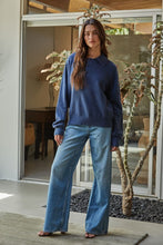 Load image into Gallery viewer, Navy Button Collared Sweater