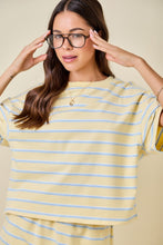 Load image into Gallery viewer, Yellow/Lt. Blue Striped Top + Skort Set
