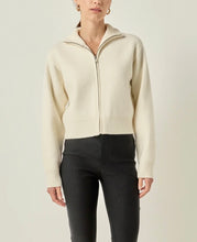 Load image into Gallery viewer, Cream Zip-Up Funnel Neck Knit Jacket