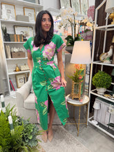 Load image into Gallery viewer, Green/Pink Floral Print Midi Dress (THML)
