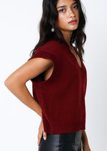 Load image into Gallery viewer, Crimson V-Neck SS Sweater Top