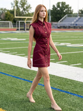 Load image into Gallery viewer, Maroon Contrast Stitch Utility Dress