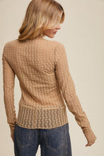 Load image into Gallery viewer, Tan Floral Mesh Mock Neck Layering Top