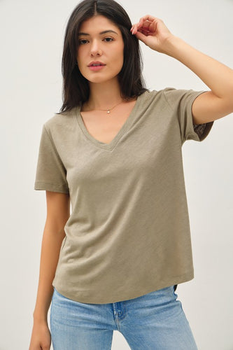 Olive Ultra Soft V-Neck Tee