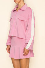 Load image into Gallery viewer, Pink/Cream Scuba Jacket + Skort Set