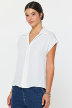 Load image into Gallery viewer, White Cap Slv Button Down Blouse