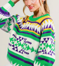 Load image into Gallery viewer, Multi Color Mardi Gras Printed Sweater