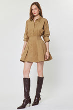 Load image into Gallery viewer, Camel Corduroy 3/4 Slv Elastic Waist Dress