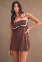 Load image into Gallery viewer, Contrast Trim A-Line Romper Brown