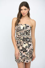 Load image into Gallery viewer, Black Multi Tropical Print Scallop Layered Dress