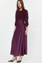 Load image into Gallery viewer, Maroon 3Q Slv Woven Mixed Media Dress