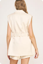 Load image into Gallery viewer, Ecru Elastic Waist Slvls Linen Blazer Dress