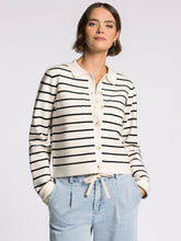 Load image into Gallery viewer, Ivory/Black Striped Button Jacket