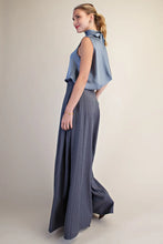 Load image into Gallery viewer, Satin Slate Mock Neck Back Tie Top