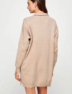 Sand LS Zipper Knit Dress