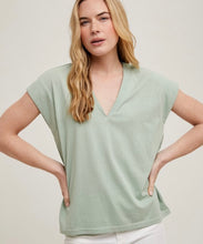 Load image into Gallery viewer, Sage V-Neck Boxy Knit Top
