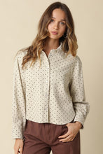 Load image into Gallery viewer, Lt. Taupe Polka Dot Button Down Shirt