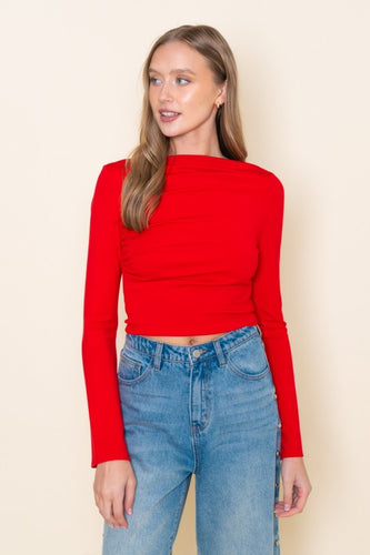 Red Slim Bell Slv Top