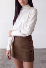 Load image into Gallery viewer, Brown Button Detail Skirt