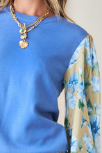 Load image into Gallery viewer, Light Blue Floral Slv Combo Sweater