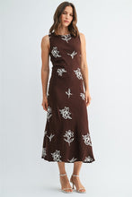 Load image into Gallery viewer, Brown Embroidery Slvls Long Dress