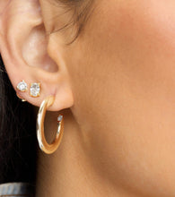 Load image into Gallery viewer, Melinda Maria Beacon Hoops 1”-Gold/White