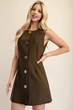 Load image into Gallery viewer, Olive Gold Button Slvls Dress