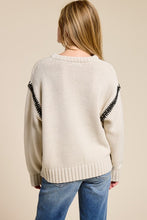 Load image into Gallery viewer, Oatmeal Crewneck Sweater w/ Seam Detail