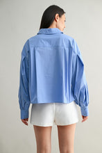 Load image into Gallery viewer, Blue Oversized LS Crop Shirt