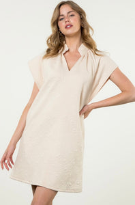 Cream SS Textured Dress