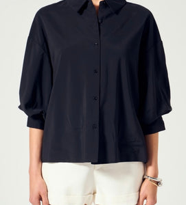 Black Balloon Sleeve SS Blouse