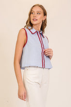 Load image into Gallery viewer, Blue/Red Stitch Striped Slvls Shirt