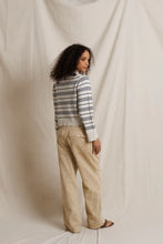 Load image into Gallery viewer, Perfect White Tee Oatmeal/Navy Stripe Rugby Sweater