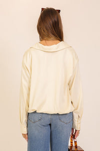 Bubble Hem LS Top Cream