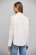 Load image into Gallery viewer, Tan/White Striped Button Down Shirt