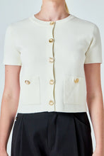 Load image into Gallery viewer, Cream SS Gold Button Cardigan Top