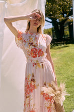 Load image into Gallery viewer, Blush Multi Floral Ruffle Midi Dress