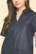 Load image into Gallery viewer, Navy Leather Tunic Dress