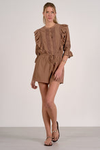 Load image into Gallery viewer, Caramel 3/4 Slv Ruffle Romper