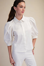 Load image into Gallery viewer, White Collared Puff Slv Button Down Shirt