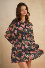 Load image into Gallery viewer, Navy Floral Smocking Dress