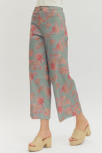 Load image into Gallery viewer, Blue/Pink Floral HW Denim Pants